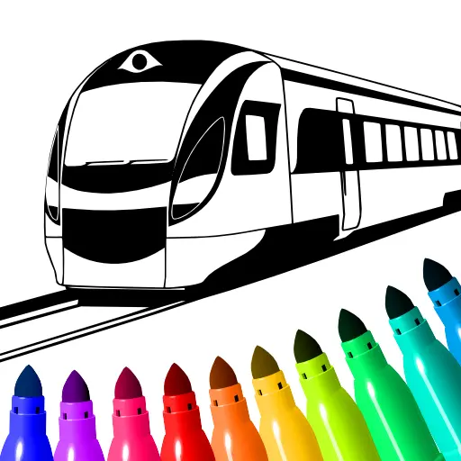 Train game: coloring book. icon