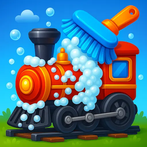 Train wash & cleaning game icon