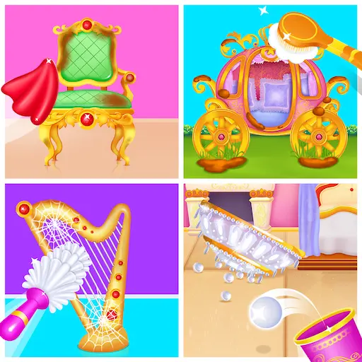 Girls royal home cleanup game icon